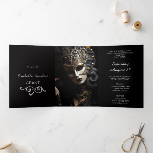 Chic Mis Quince Masquerade Party Invitation