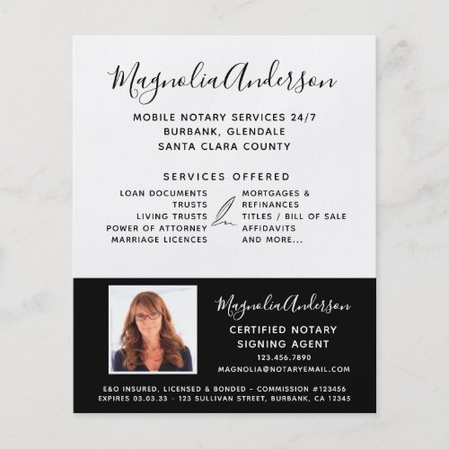 Chic Mobile Notary Service Black White Photo Flyer