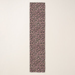 Chic mocha mousse, pink and black Leopard Print Scarf