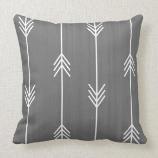 Chic Mod Arrows Grey Linen Style Throw Pillow