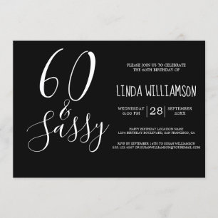 Chic Modern 60 Sassy Black White 60th Birthday Invitation