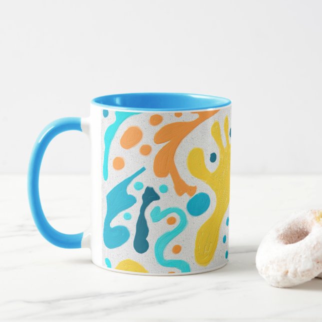 Chic Modern Abstract Colorful Swirl Pattern Mug (With Donut)