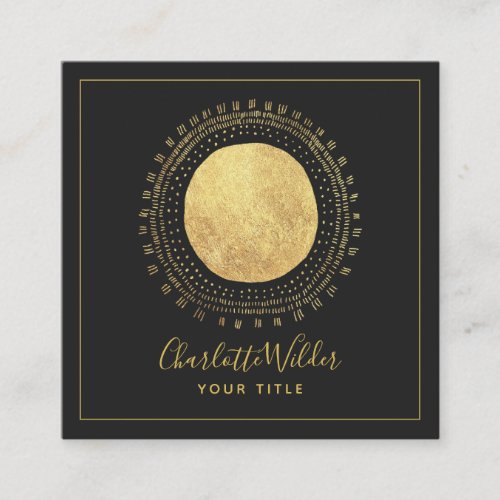 Chic Modern Abstract Gold Foil Circle Square Business Card