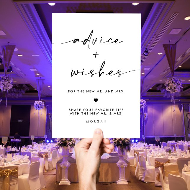 Chic Modern Advice and Wishes Wedding Table Sign (Creator Uploaded)