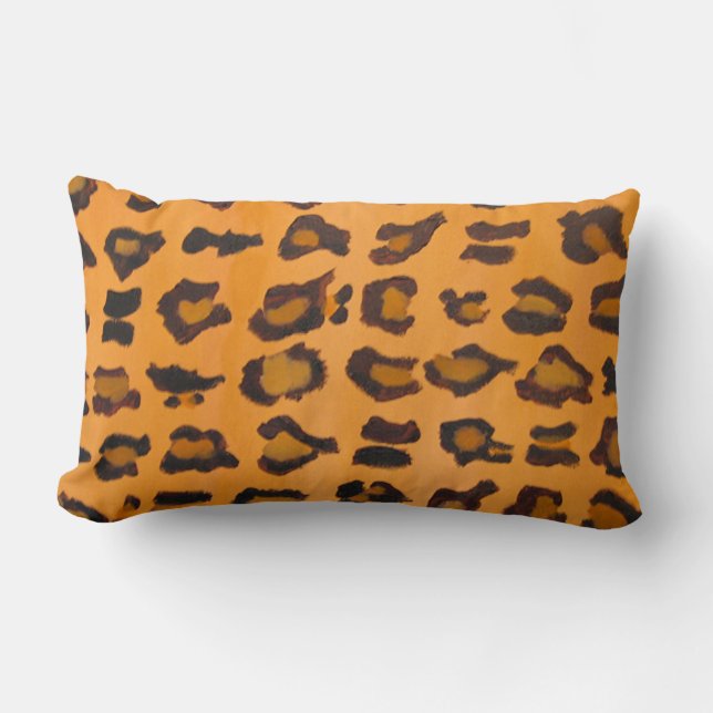 Chic Modern Amber Faux Leopard Print Lumbar Pillow (Front)