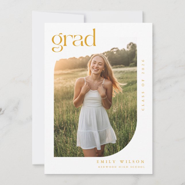 Chic Modern Arch Photo Graduation Invitation (Front)