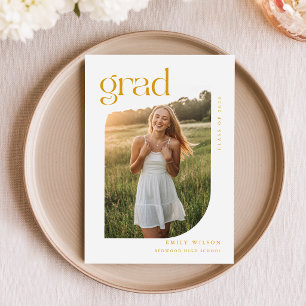 Chic Modern Arch Photo Graduation Invitation Postcard