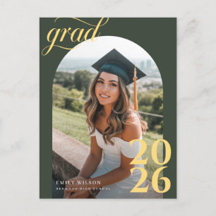 Chic Modern Arch Photo Graduation Party Invitation Postcard
