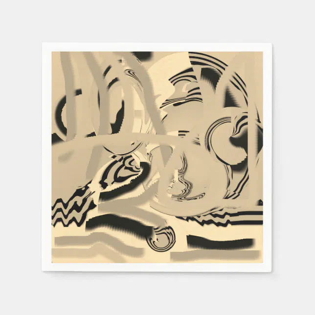 Chic Modern Art Taupe Black Cocktail Paper Napkins Zazzle