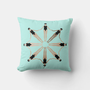 Chic Modern Artistic Synchronized Swimmers Blue Throw Pillow