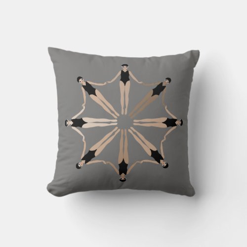 Chic Modern Artistic Synchronized Swimmers Grey Throw Pillow