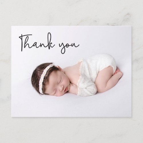 Chic Modern Baby Girl Photography Thank You  Announcement Postcard