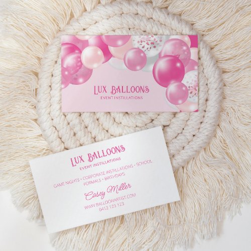Chic Modern Balloon Artist Pink Silver Business Card