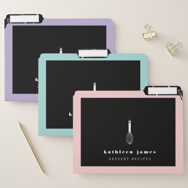 Chic Modern Balloon Whisk Recipe Catering File Folder (Set)