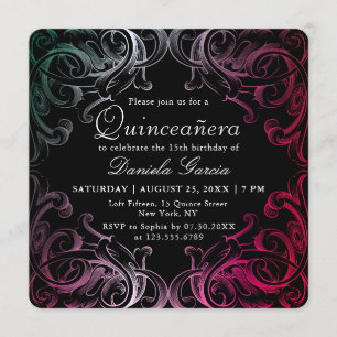 Chic Modern Baroque 15th Birthday Quiceanera Invitation