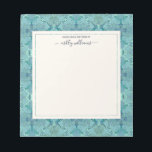 Chic Modern Baroque Pattern Blue Shades Notepad<br><div class="desc">Chic modern baroque pattern notepad with with an intricate ornate design of ornamental shapes in a blue shades color palette and your name in elegant script calligraphy. Simply add your name. Exclusively designed for you by Happy Dolphin Studio!</div>