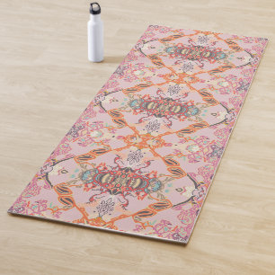 Chic Modern Baroque Pattern in Pink Orange Purple Yoga Mat