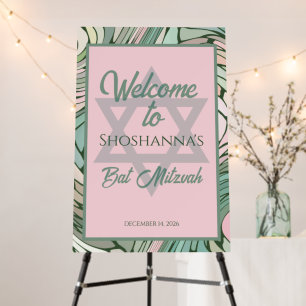 Chic Modern Bat Mitzvah Pink and Green Foam Board