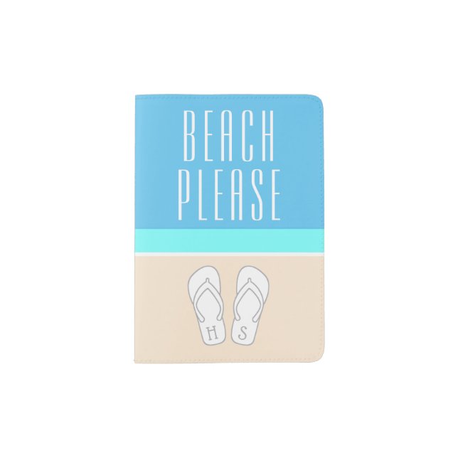 Chic Modern Beach Monogram Elegant Stylish Travel Passport Holder (Front)