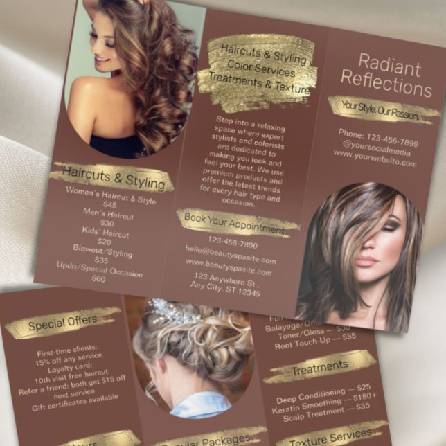 Chic Modern Beauty Hairdresser Pricing Hair Salon  Brochure (Chic Modern Beauty Hairdresser Pricing Hair Salon Brochures)