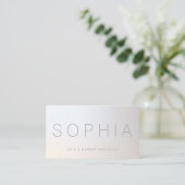 Chic Modern Beauty Minimalist Silver Gradient Business Card (Standing Front)
