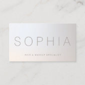 Chic Modern Beauty Minimalist Silver Gradient Business Card (Front)