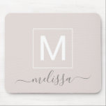 Chic modern beige monogram name mouse pad<br><div class="desc">Chic modern beige monogram name mouse pad. Simple,  clean monogrammed personalized desk name plate with your name initials,  name,  and title. Font and text colors are fully customizable.</div>