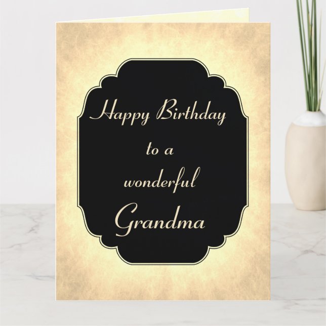 Chic modern black and cream Birthday Grandma Card (Front)