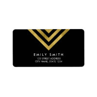 Chic Modern Black and Faux Gold Geometric Address Label