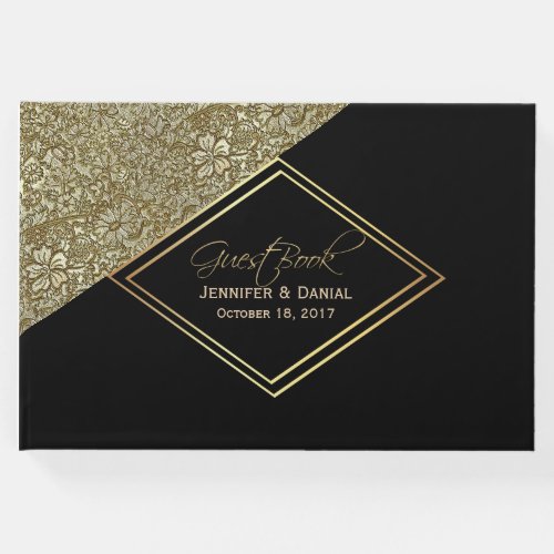 Chic Modern Black and Gold Wedding Guest Book