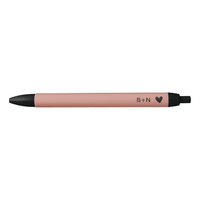 Chic Modern Black and Pink Heart Writing Pen (Front)