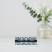 Chic Modern Black & Blue Pattern Mini Business Card (Standing Front)