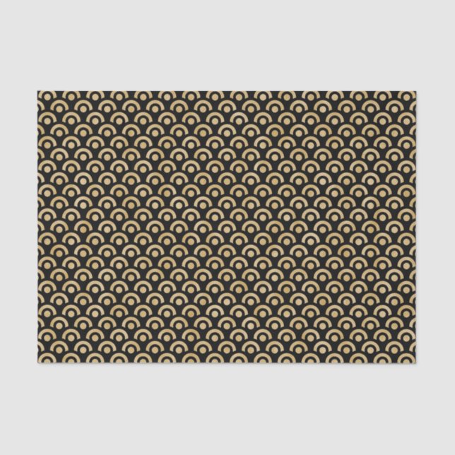 Chic Modern Black Gold Geometric Pattern  Tissue Paper (Front)