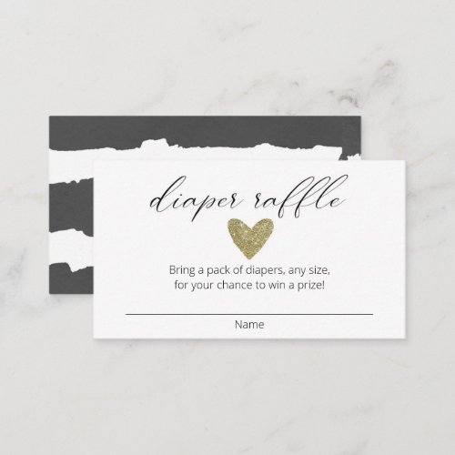 Chic modern black gold heart diaper raffle tickets enclosure card