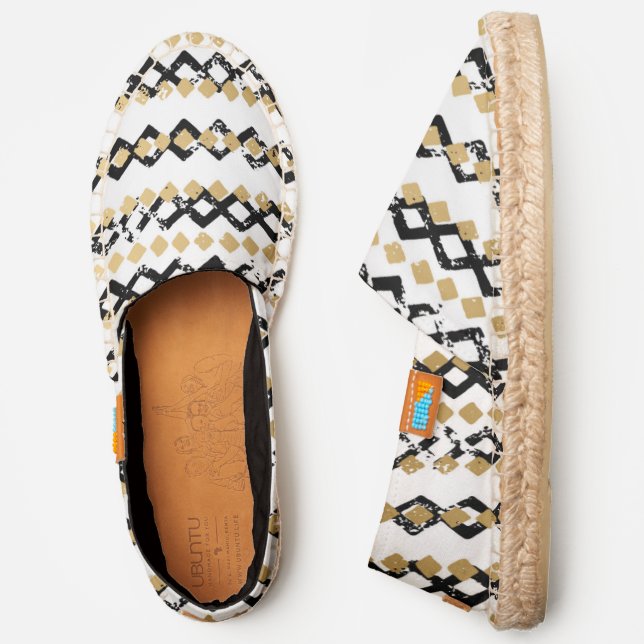 Chic Modern Black Gold Tribal Pattern Espadrilles (Side)