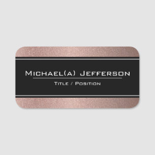 Chic Modern Black On Luxury Rose Gold Pink Glitter Name Tag