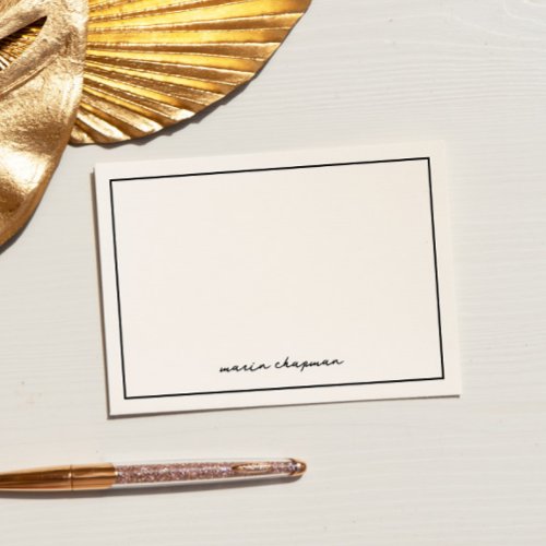 Chic Modern Black Personalized Note Cards