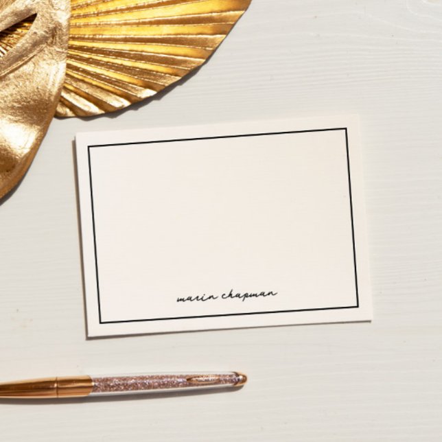 Chic Modern Black Personalized Note Cards (Creator Uploaded)