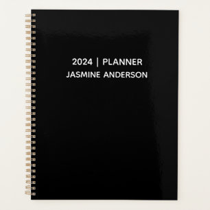 Chic Modern Black White 2024 Weekly Monthly  Planner