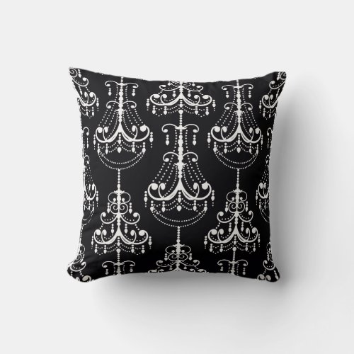 Chic Modern Black  White Chandelier Throw Pillow