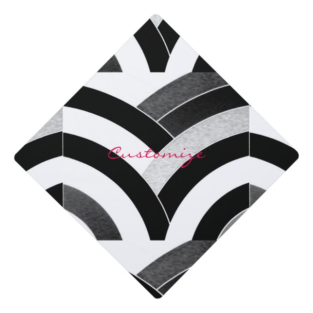 Chic modern black/white chevrons Thunder_Cove Graduation Cap Topper (Front)