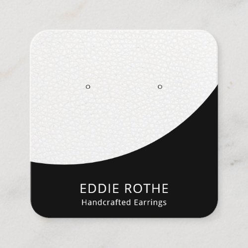Chic Modern Black White Leather Earring Display  S Square Business Card