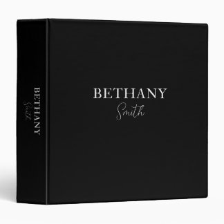 Chic Modern Black White Name 3 Ring Binder