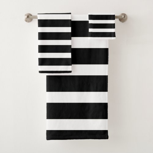 Chic Modern Black White Stripes Pattern Bath Towel Set