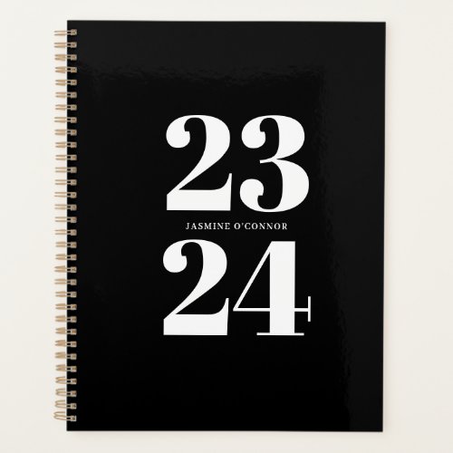 Chic Modern Black White Typography Weekly Monthly Planner
