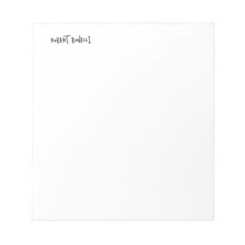 Chic Modern Black White Your Name Minimalist Notepad