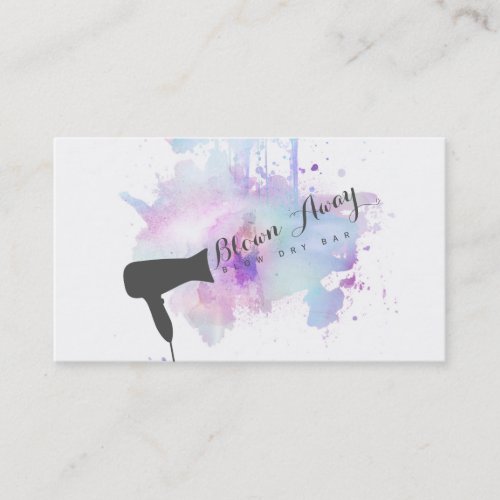 chic modern blow dry bar hairstylist grunge purple business card