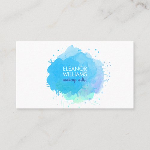 Chic Modern Blue and Watercolor Blot Business Card