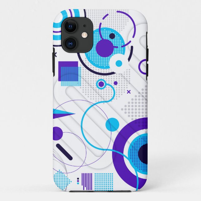 Chic Modern Blue Geometric Shapes Case-Mate iPhone Case (Back)