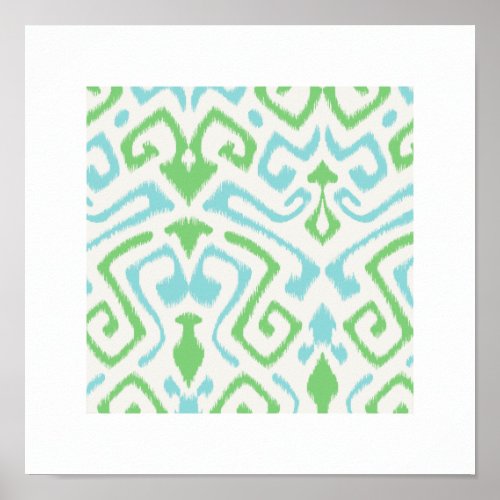chic modern blue green ikat pattern tribal print